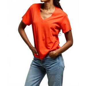 NEW PERFECTWHITETEE hendrix v-neck tee in tomato